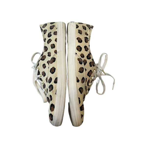 Kate Spade + Keds canvas animal print lace up casual sneakers cream/brown sz 10 - Picture 16 of 16